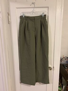 Abercrombie Curve Love Olive Wide Leg Pants Size 6R High Rise